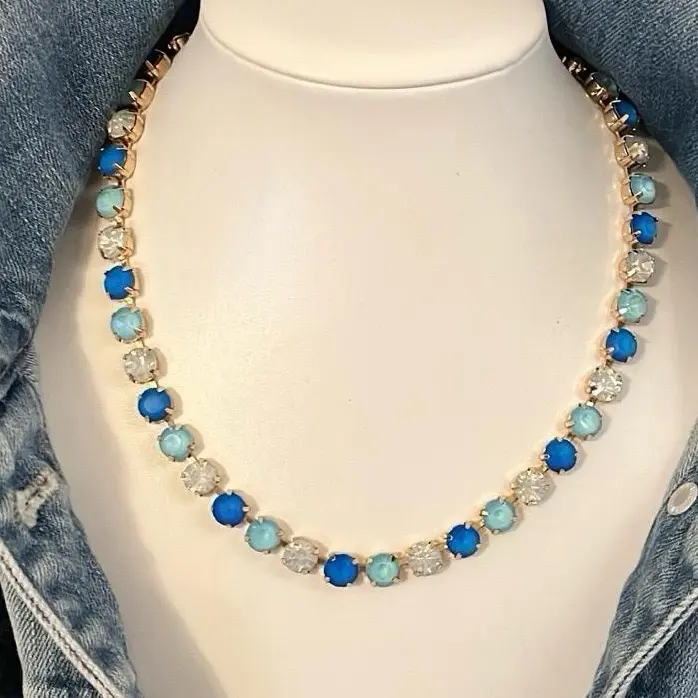 The Ariana Beaded Necklace - Blue Jewel Candy Vibes Design with Vibrant Blue Ombre Beads for Stylish Everyday Wear