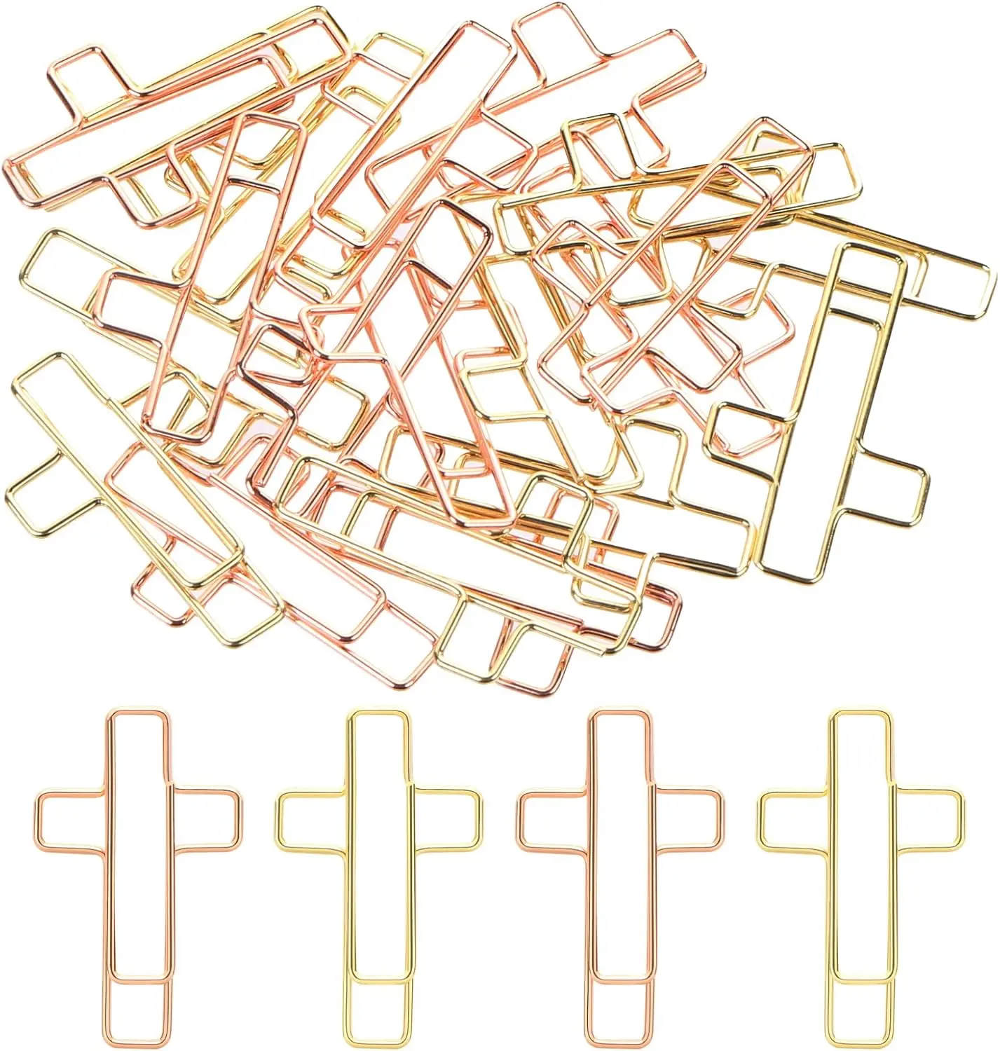 Cross Paper Clips Gold & Rose Gold Bible & Journaling Clips 20 Pcs Premium Quality Durable Sturdy Long Lasting Ideal for Bible Study Sessions