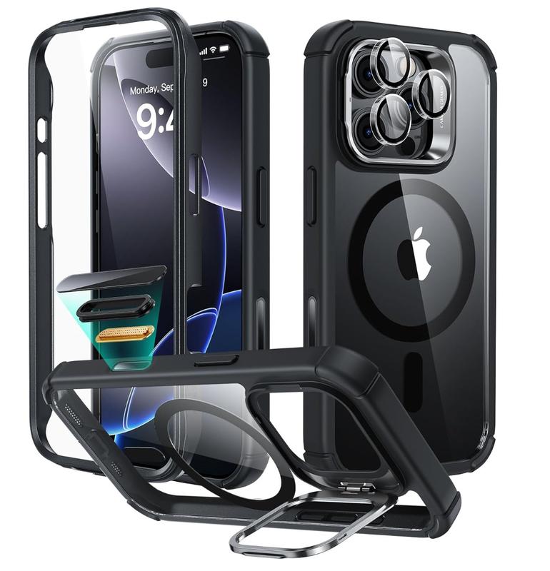 ESR Magnetic Phone Case for iPhone 16/15/14/13, Shockproof Full Body Case with Magnetic Design & Shock Armor Kickstand Accessory Protector