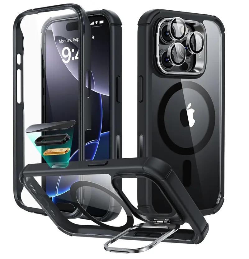 ESR Magnetic Phone Case for iPhone 16/15/14/13, Shockproof Full Body Case with Magnetic Design & Shock Armor Kickstand Accessory Protector
