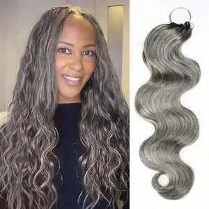 Salt & Pepper Crochet Hair Feather Human Hair Extension for Daily Wear