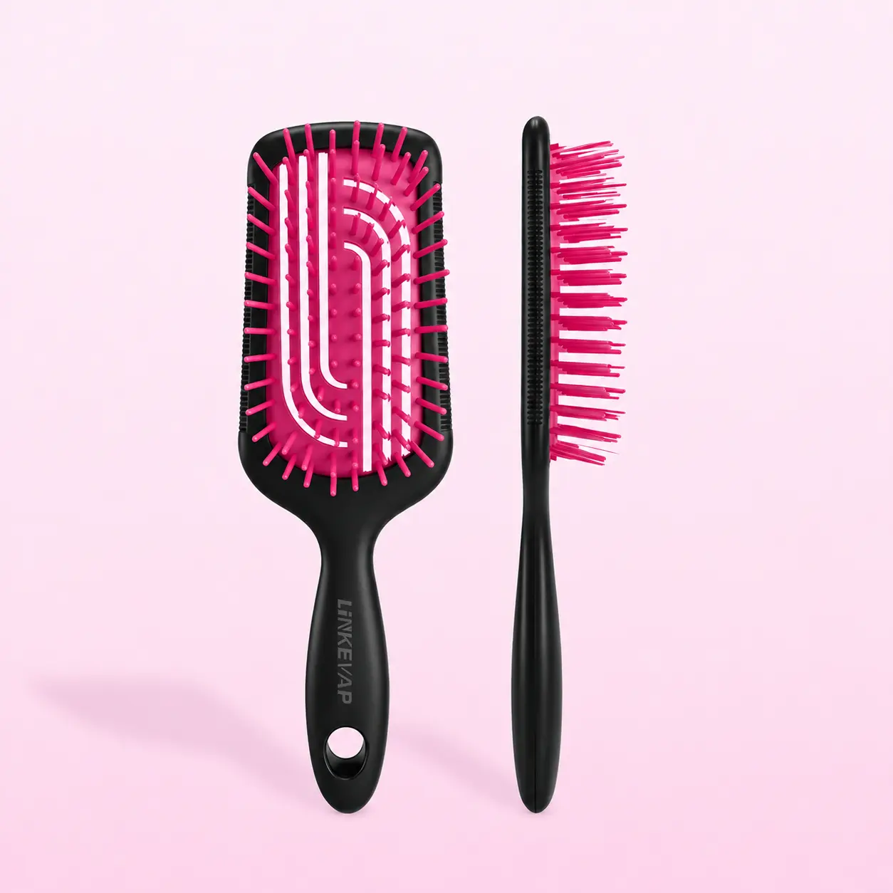 LINKEVAP Flex-Glide Detangling Brush – Anti-Breakage, Pain-Free Wet & Dry Hair Brush with Anti-Static Vented Design，Summervibes Black Smooth Gentle Brushing Flexible Bristles