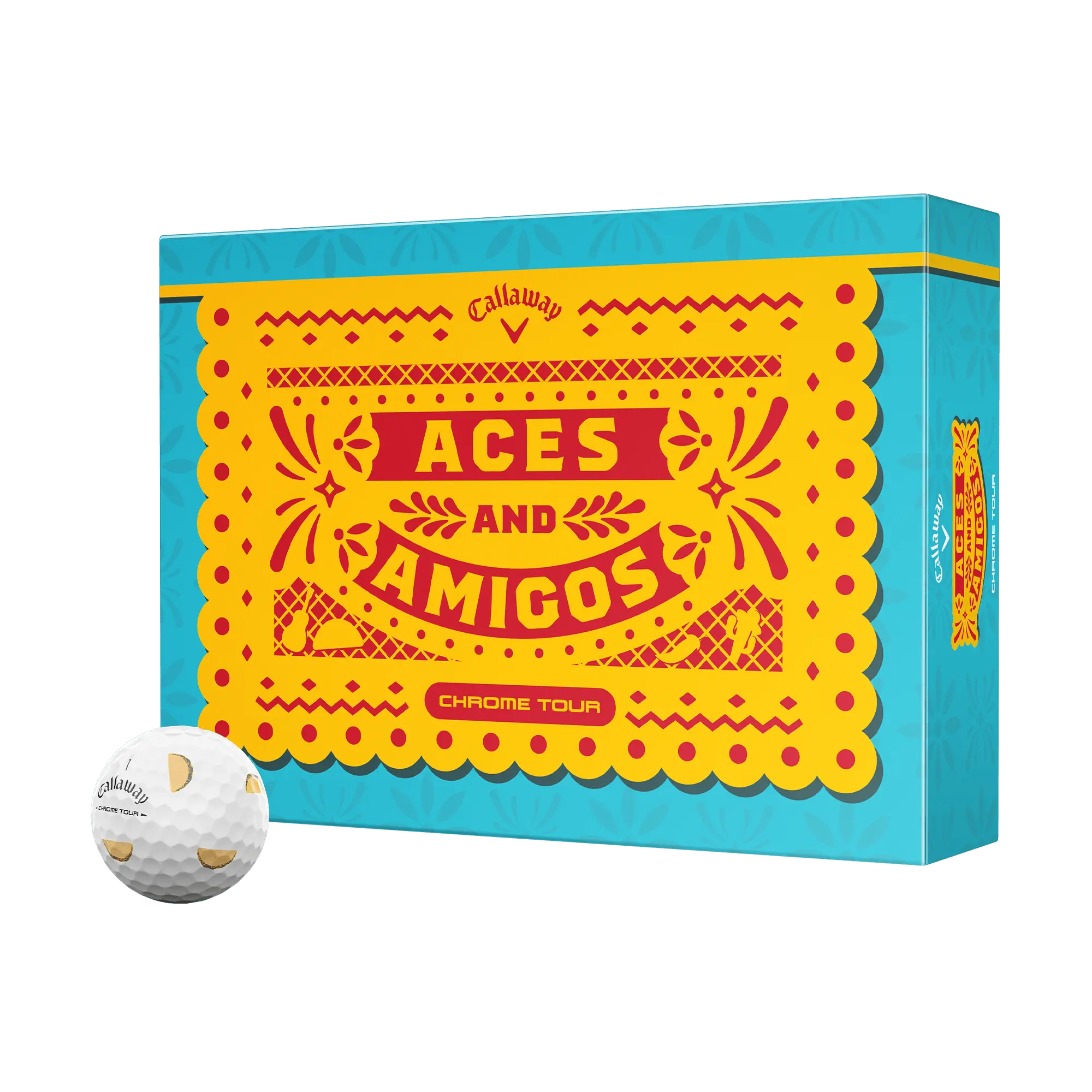 Callaway Golf Chrome Tour Aces and Amigos Golf Balls in White Callaway Golf Chrome Tour Aces and Amigos Golf Balls in White