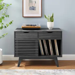 Modway Render Vinyl Record Display Stand in Charcoal