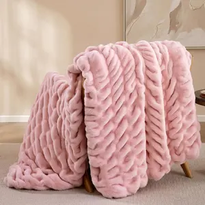 Blush  Throw Blanket for Couch - Luxury Faux   Blanket, Ultra Soft  Plush Fuzzy, Lightweight Warm Cozy Blanket for Bed Sofa, Aesthetic Room Decor  for Women 50"x60"