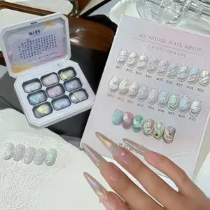 Nine-Color Solid Nail Polish Adhesive, Gradient Aurora Gel, High Saturation Trendy Nail Art Kit, Salon DIY Summer Gift