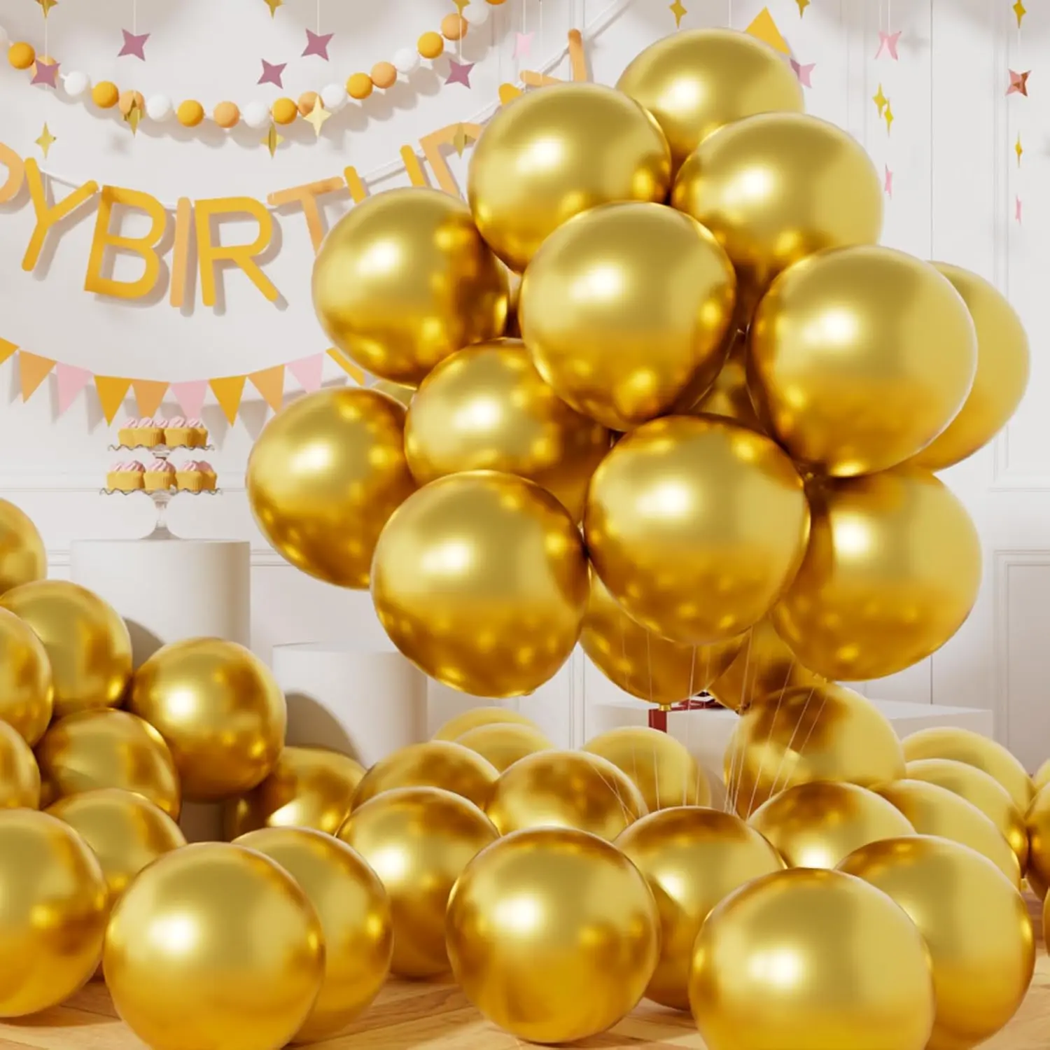 Metallic Chrome Helium Balloons Kit, 50-Pack 12in Thick Shiny Latex Garland Balloons, Festive Party Decor for Wedding, Birthday