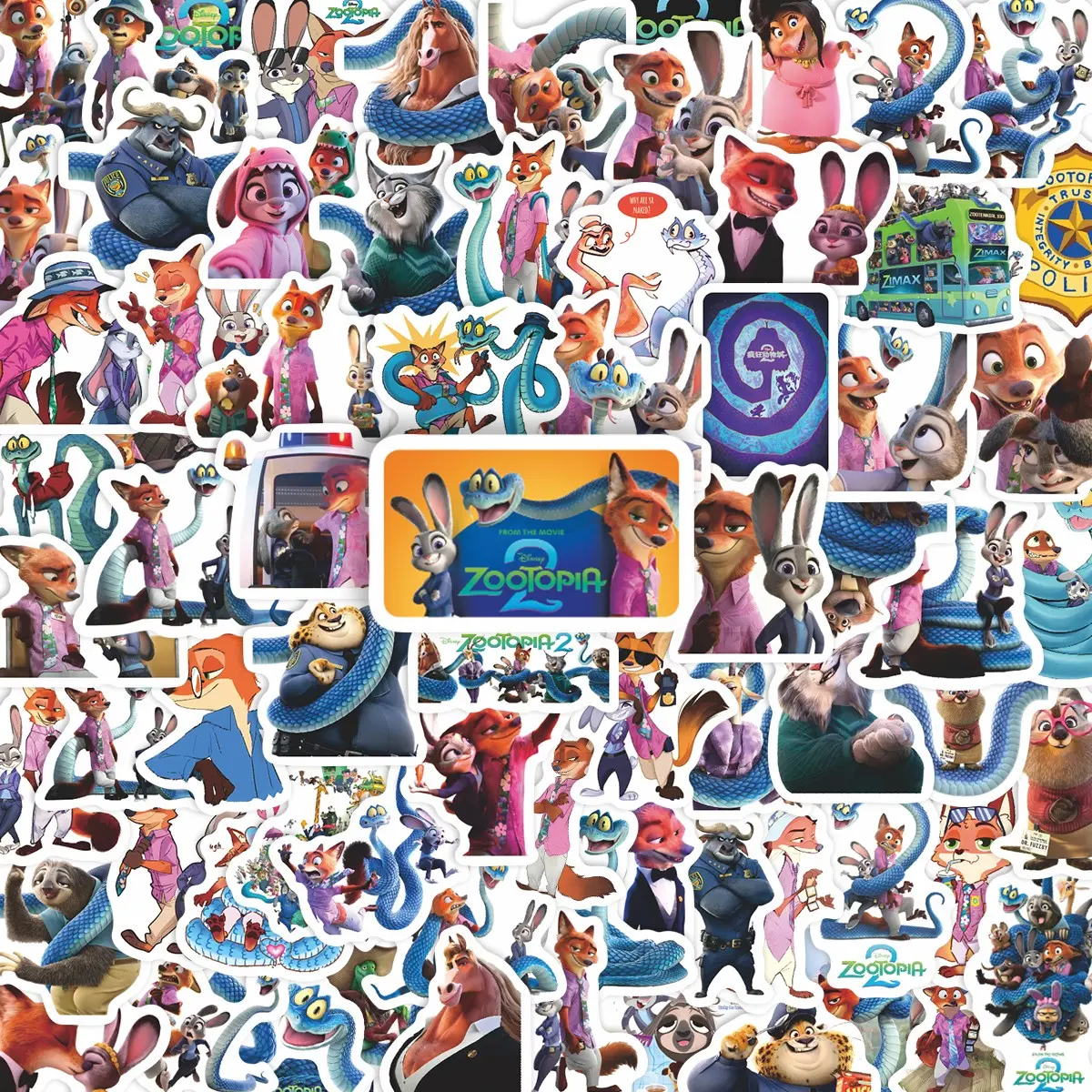 100Pcs Zootopia 2 Stickers Pack, Waterproof Cartoon Character & Movie Decals, Stickers for Scrapbooking for Laptops, Water Bottles, Journals and Scrapbooks, Exclusive Gift for Zootopia Fans