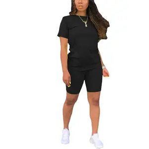 Trending Now Women’s Summer Two Piece Outfit Fitted Tee and Skinny Shorts Matching Set Soft Breathable Stretchy Fabric Comfortable Casual Wear for Vacation Beach Travel Daily Streetwear Must Have