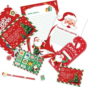 Limited Christmas Sale Letter to Santa Kit, 7 Pcs Christmas Writing Set with Letter, Sticker, Envelope, Door Hanger, Pencil for Xmas Wish List Holiday Party Favors