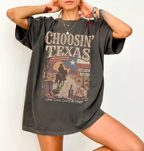 Comfort Color Ella Choosin' Texas Comfort Colors T-Shirt, Lone Star State of Mind Tee, Vintage Country Music Merch, Retro Western Cowboy Shirt