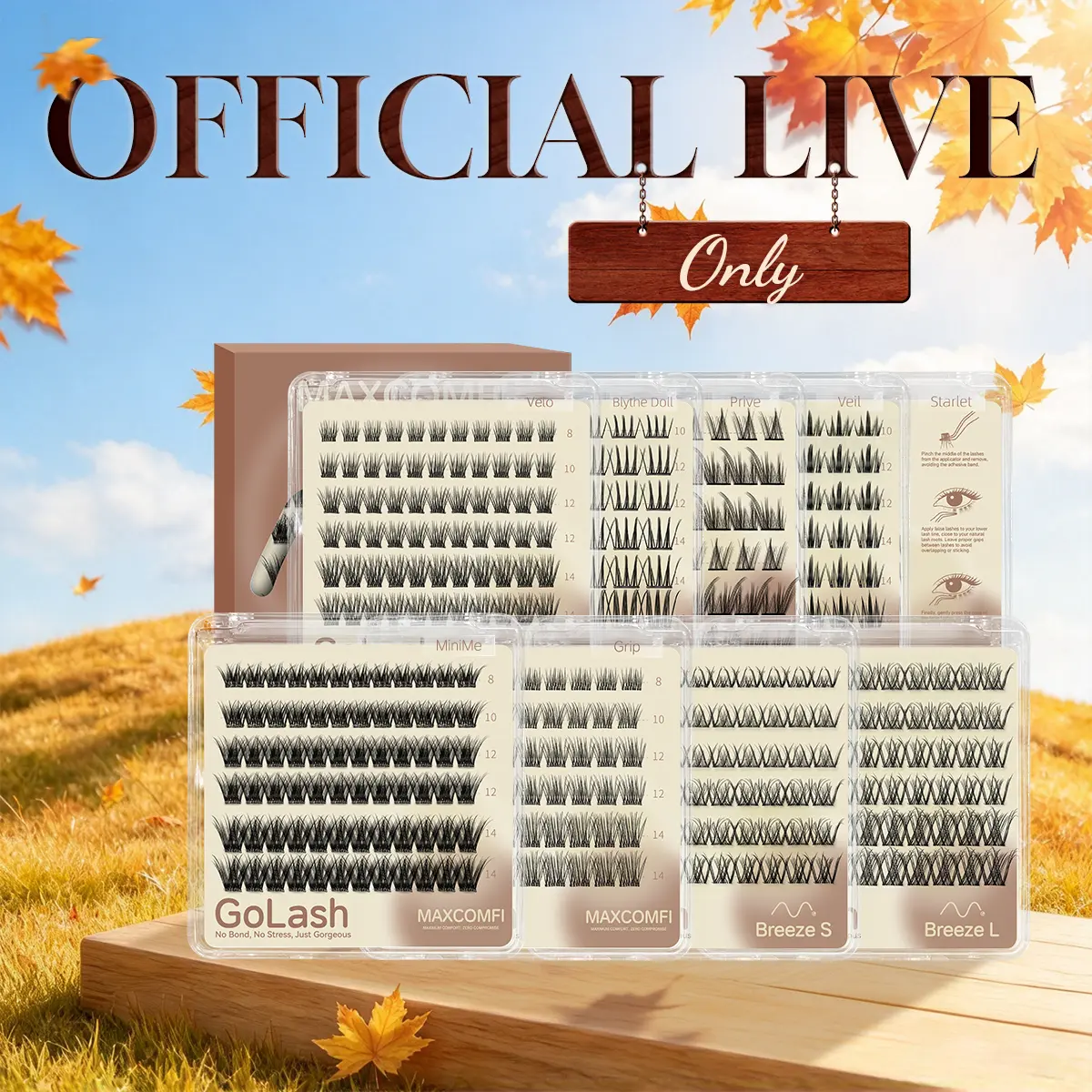 Maxcomfi Official No-Glue Lash Clusters - Live Exclusive Special Price, Easy-Wear Self-Adhesive False Eyelashes, Lash Cluster