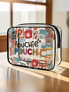 Ouchie Makeup Bag, Cute Cartoon Bandage Design, High-Quality PVC Material, Large Capacity Travel Toiletry Bag, Tsa Certified Portable Organizer, Cosmetic Pouch, Cosmetic Bags, Travel Essentials