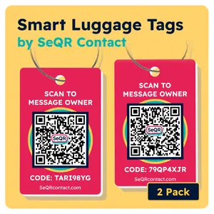 Smart Luggage Tags (Red) | Keeps Personal info Private With Privacy QR Code | Use with Away GPS Bag Locator & Air Tag | Android or iOS