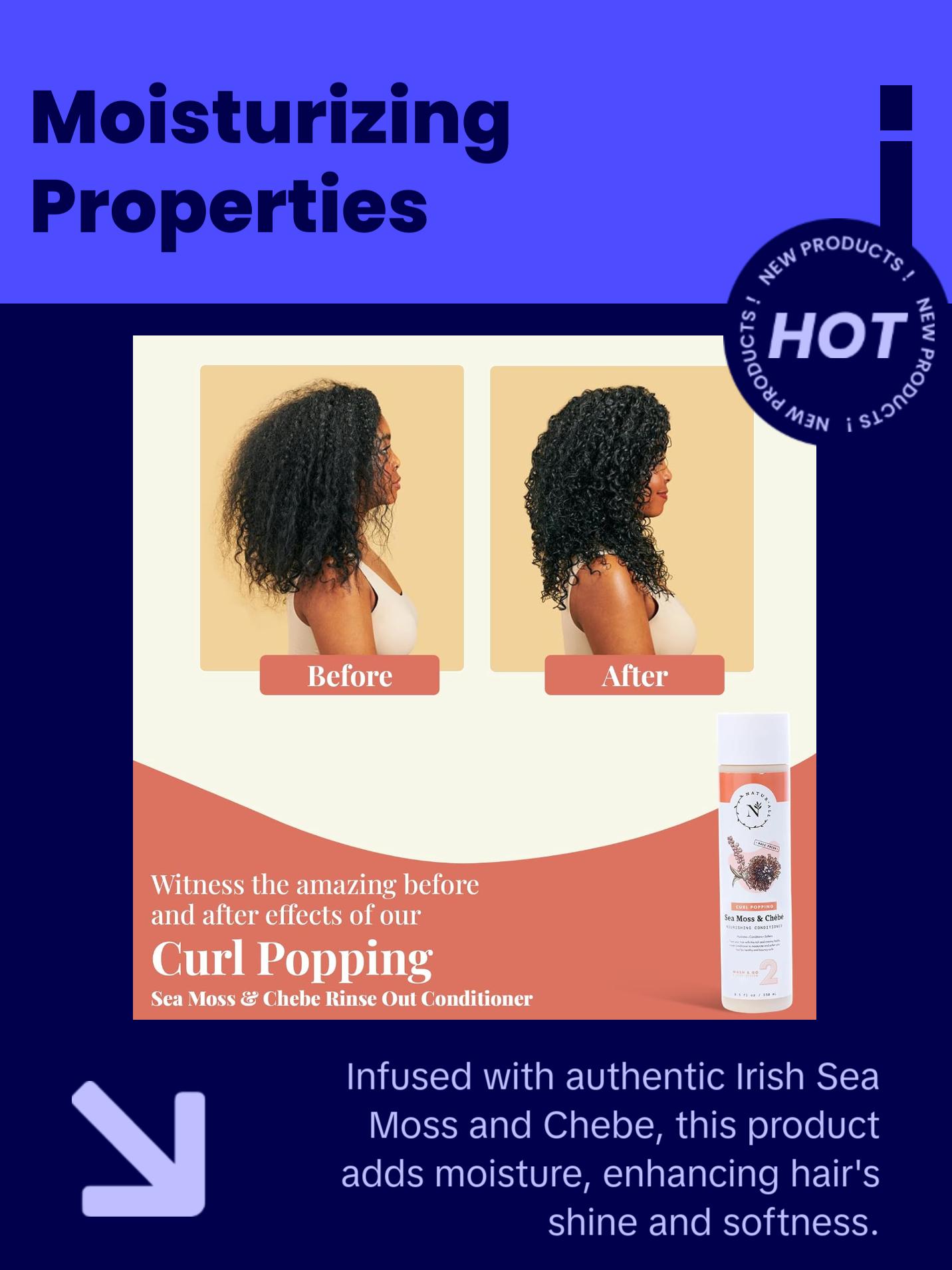 NaturAll Sea Moss & Chebe Conditioner - Sulfate-Free Anti-Frizz Formula to Moisturize, Detangle & Soften Dry Hair (8.5 Oz)