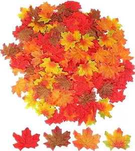 200PCS 8cm/3.1inch Assorted Color Artificial Maple Leaves Fall Leaves for Weddings, Thanksgiving Day, Parties, Props, Crafts