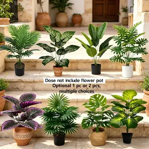 Artificial Monstera Plant, Multiple Choices, Ideal for Home Garden Room Office Decor, Realistic Indoor Plants, Artificial Flower Plant For Outdoor, Summer Decorations, Home Décor, plant artificial para adornos, DIY Leaf Assembly, No Pot Included
