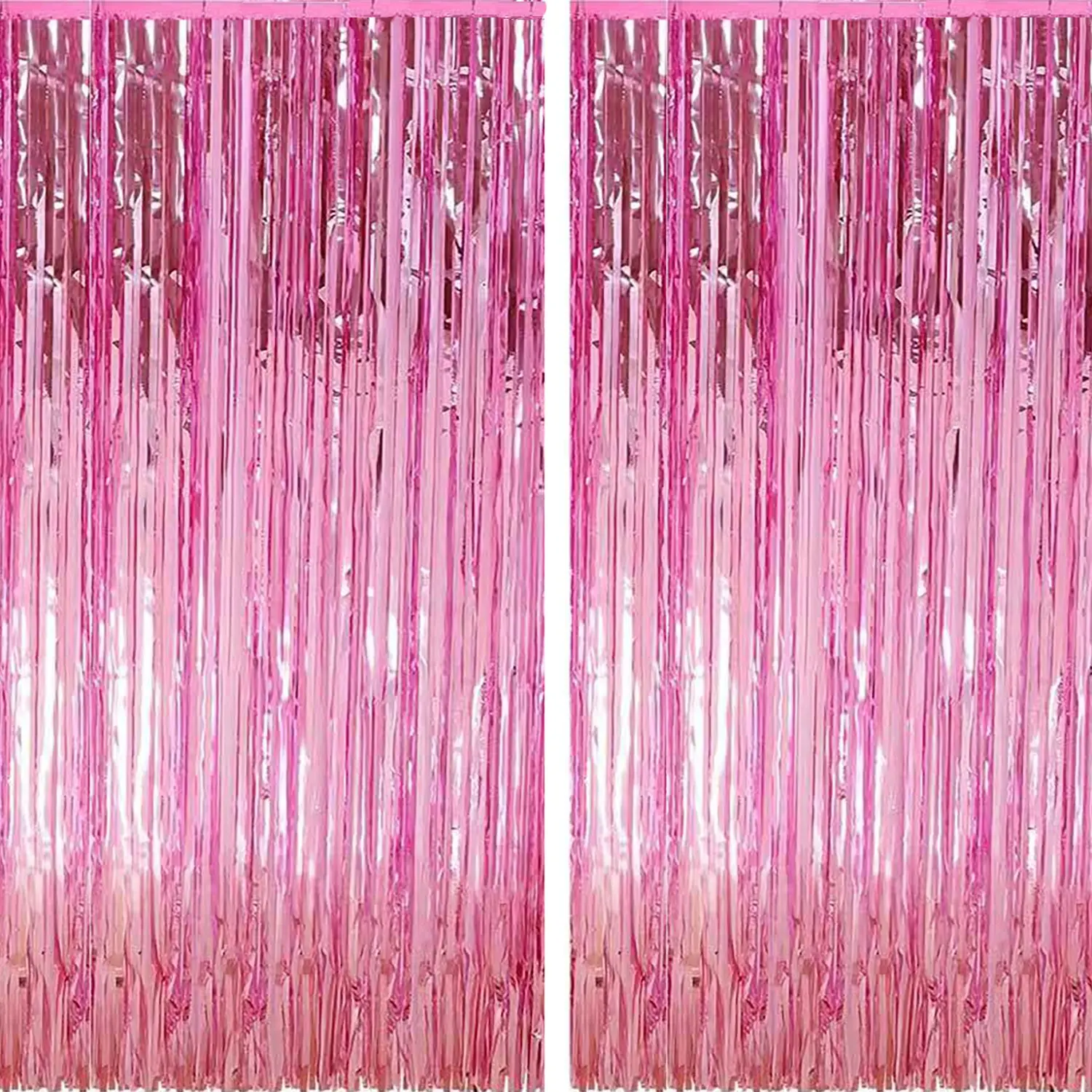 2 Pack Backdrop Party Decorations Tinsel Curtain Party Backdrop Foil Fringe Birthday Decorations Photo Booth Streamer Backdrop Pink Theme Bachelorette Graduation Decor Shiny Metallic