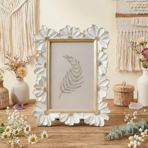 Resin Material Daisy Flower Photo Frame, Square Picture Display Stand, Home Desktop Decorative Frame, Versatile Use