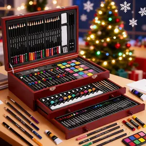 208/175/53 Pcs Deluxe Art Set, Acrylic Paints, Crayons, Colored Pencils, Painting Materials, Art Drawing Supplies, Art Kit in Wooden Case, Art Supplies for Adults, Teens, Beginners, Gift for Birthdays, Christmas, Art Makers