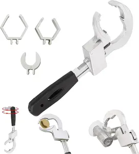 Multi functional adjustable crescent wrench kit with 3 universal sink pipe repair tools, suitable for bathrooms, kitchens, workshops, durable materials, scientific design