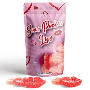NY Spice Shop Sour Pucker Candy - Lickey Lips Strawberry Candy - 8 Ounce Pink Chewy Candy - Sweet Snack for Valentine's Day