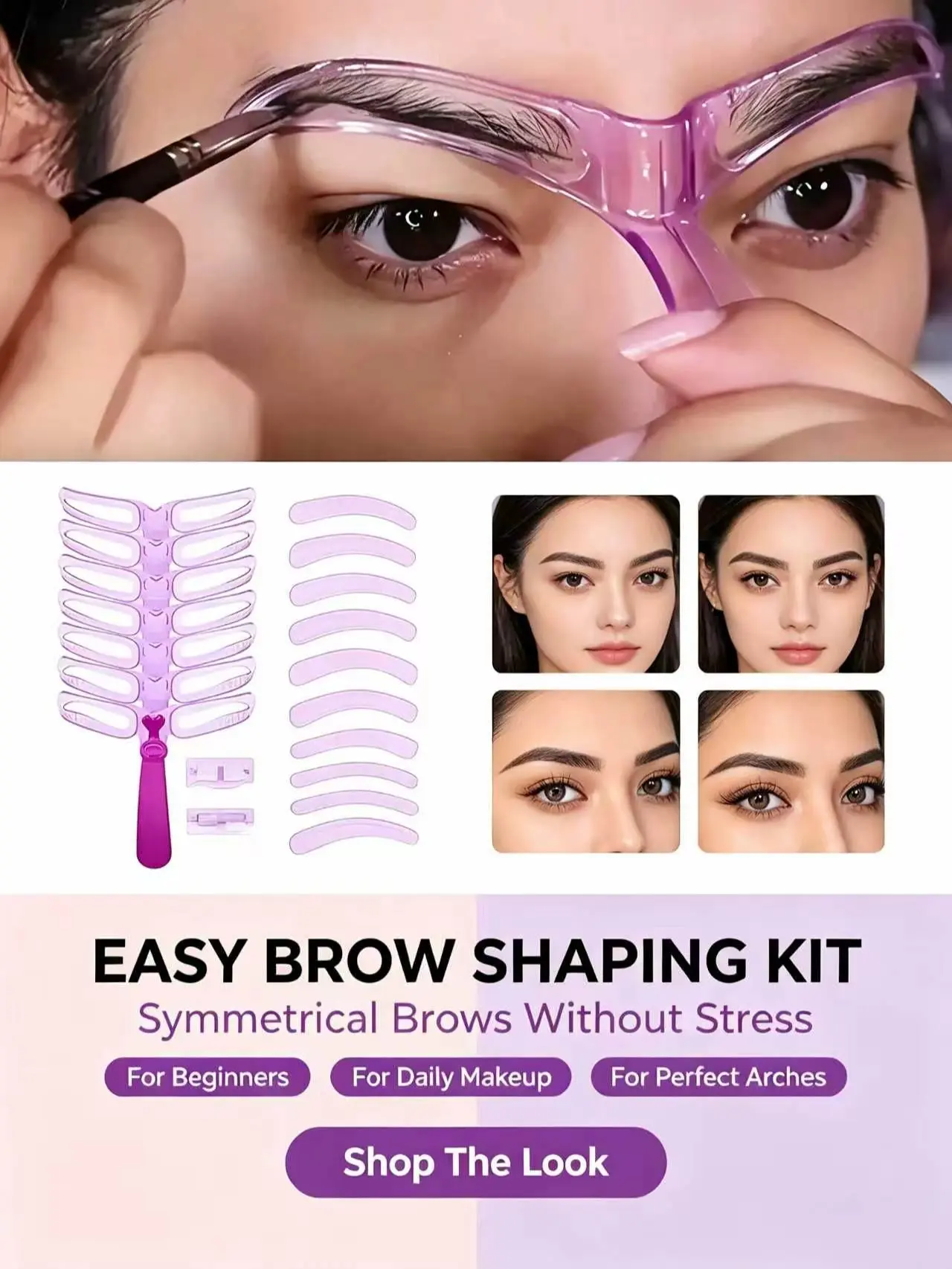 Adjustable Eyebrow Drawing Guide Stencil, 8 Styles Brow Shaping Template Easy DIY Eyebrow Makeup Tool