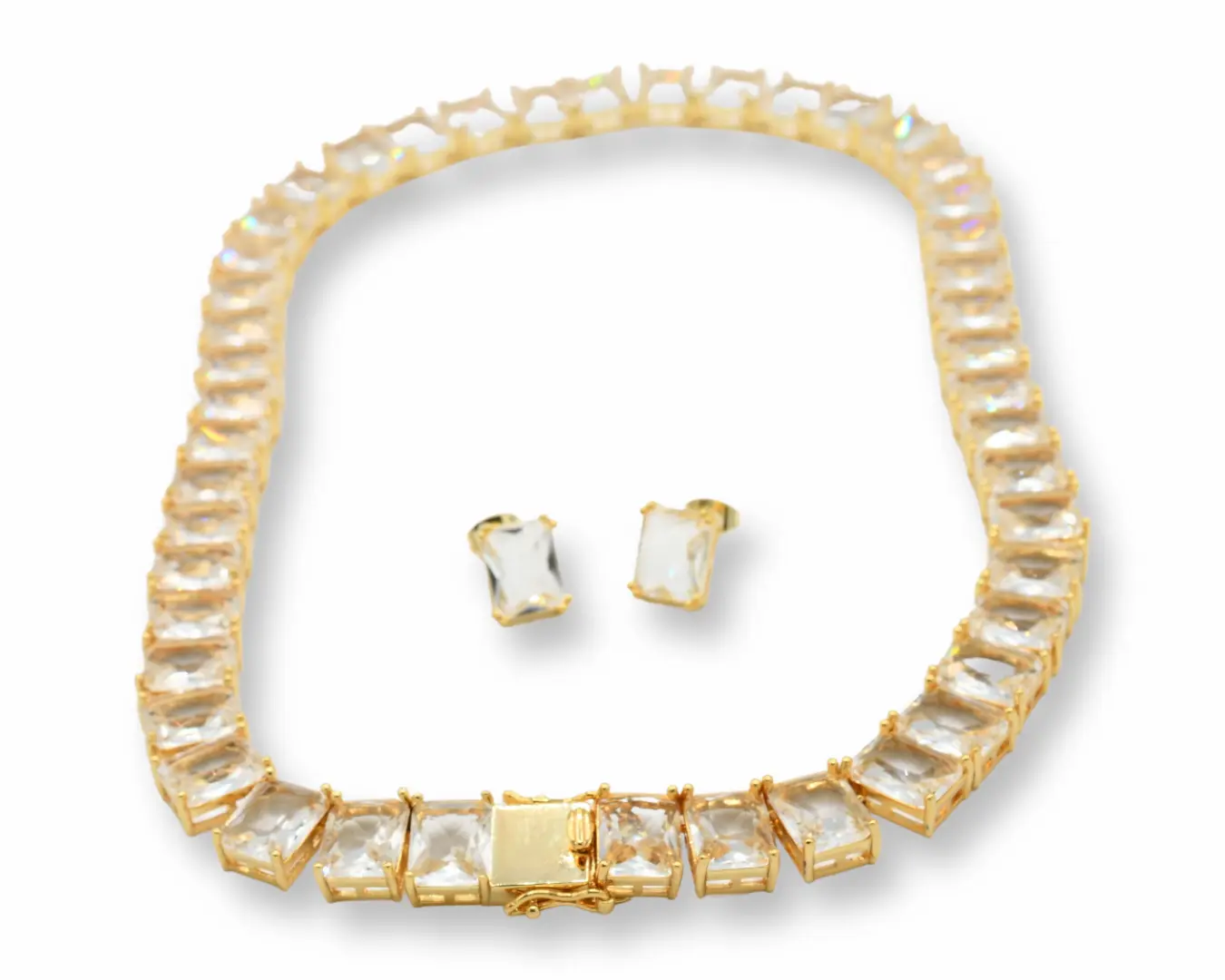 Clear Night Set with Clear Stones and Earrings, Elegant Design for Night Out