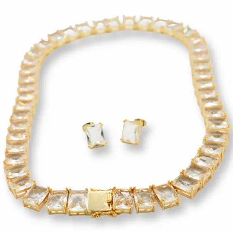 Clear Night Set with Clear Stones and Earrings, Elegant Design for Night Out