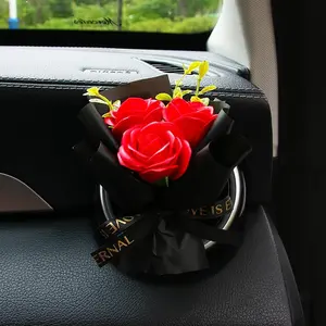 Mini Decorative Rose Bouquet with Fragrance Diffuser for Car Air Vent Dashboard,Automotive Interior Decoration Accessories with Perfume Diffuser,Small Flowers Bouquet with Air Vent Clips(Style B)