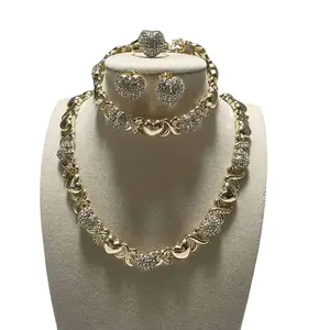 XOXO Gold Plated 14k Complete Jewelry Set - Includes Necklace Bracelet Earrings & Ring Elegant Design