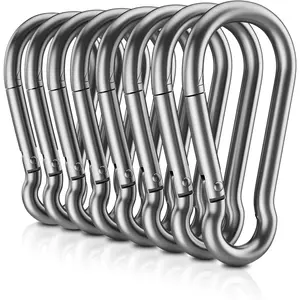 8 count Heavy Duty Carabiner Clips, ?NO Rust? 1360lbs 304 Stainless Steel Carabiners, 2.36 inch D-Ring Snap Hook  Spring Clips for Gym, Pet leashes, Camping, , Farm
