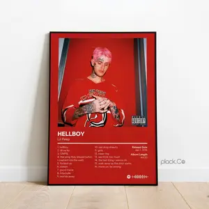 Lil Peep - Hellboy -  Album Print - Hip Hop Wall Art - Gift Ideas - Personalized Album Cover - Lil Peep Print -  Album Poster, (frame not included)