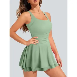 High-Quality Fashion Slim Fit Sexy Sporty Casual Dress, Tennis Sports Dress, Tennis Athletic Dress, Skin-Friendly High Elasticity Pleated Patchwork Tennis Skirt for All Seasons, Tennis Attire