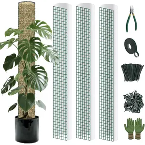 Moss Poles for Climbing Plants, D-Shape Sphagnum Moss Pole Monstera Plant for Climbing Plants, DIY Plant Stakes Work with Sphagnum Moss (12ft D-Frosted)