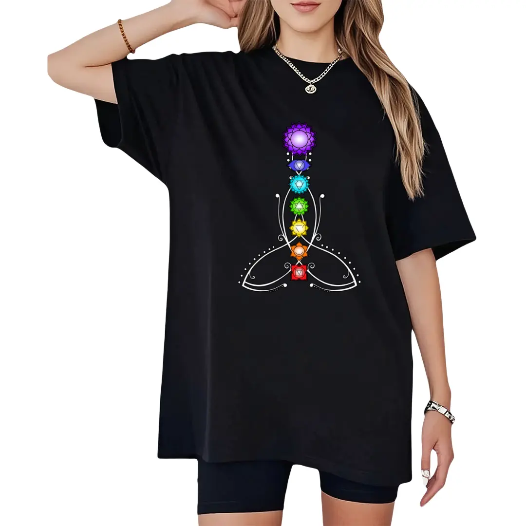 100% Cotton Spiritual Shirts for women & Yoga clothes Yoga Meditation Spiritual Body Energy Chakra T-Shirt