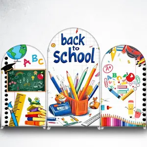 School Chalkboard and Books Arch Backdrop Cover for Graduation and Back to School Party