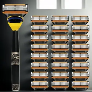 Men's Manual Shaving Razor Set, Safe Rust-Resistant Blades, Easy Replacement, Washable Premium Materials, Classic Men's Grooming Tool