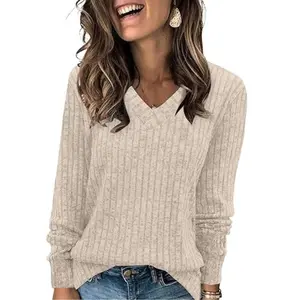 Womens V Neck Long Sleeve Shirt Fall Fashion Tops Tunic Dressy Casual Sweater Clothes Cute Trendy Work Outfits