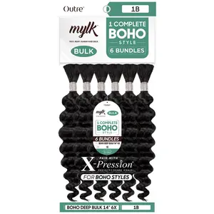 Outre Mylk 100% Remy Human Hair Bulk 6 Bundles - BOHO DEEP BULK 14" 6X