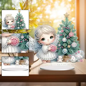 2D Flat Little Angel DIY Table Top Diamond Painting Ornament Kits Single Side Drill 5D DIY Diamond Art Tabletop Decorations Special Shape Table Top Diamond Painting Decor for Home Office Desktop Decor