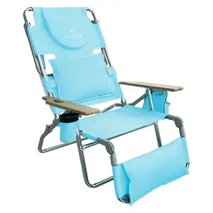 Ostrich The Deluxe 3N1 Lightweight Beach Lounge Chair & Footrest, Light Blue