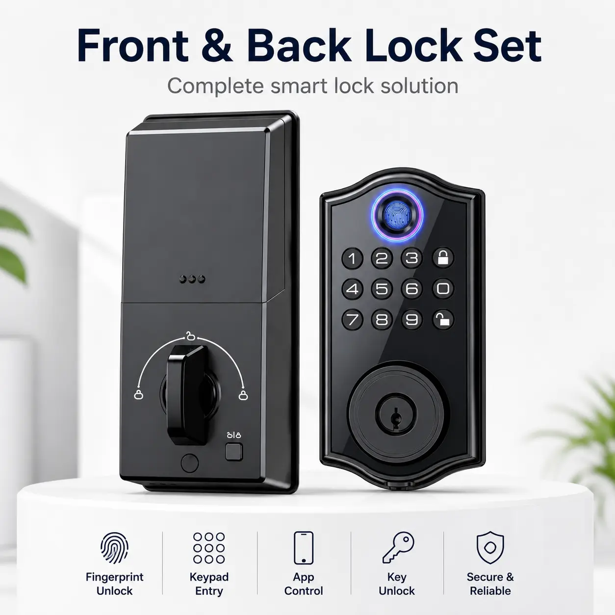 Dhilldsa 4-in-1 Fingerprint Smart Lock for Front Door, Keyless Entry Deadbolt with Keypad, Bluetooth App, Backup Keys and Auto-Lock, Matte Black