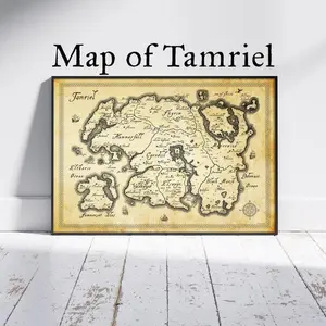 Tamriel Map Poster, The Elder Scrolls, Skyrim, Morrowind, Oblivion