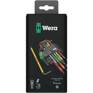 WERA 05073599001 967 SPKL/9 TX BO MULTICOLOUR SB L-KEY SET FOR TAMPER-PROOF TORX SCREWS