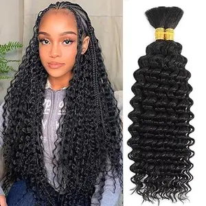 18inch Human Braiding Hair for Boho Braids Bohemian Deep Wave Bulk  Human Hair for Braiding Wet and Wave Human Culry Hair for Boho Knotless Braids No Weft 1 Bundles 120g Hair Extensions