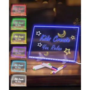 LED Note Board for Kids Light Up Drawing Board with 4 Modes 12"x8" Dry Erase Board with Markers Stands & Bonus Stickers Perfect for Creativity Messages