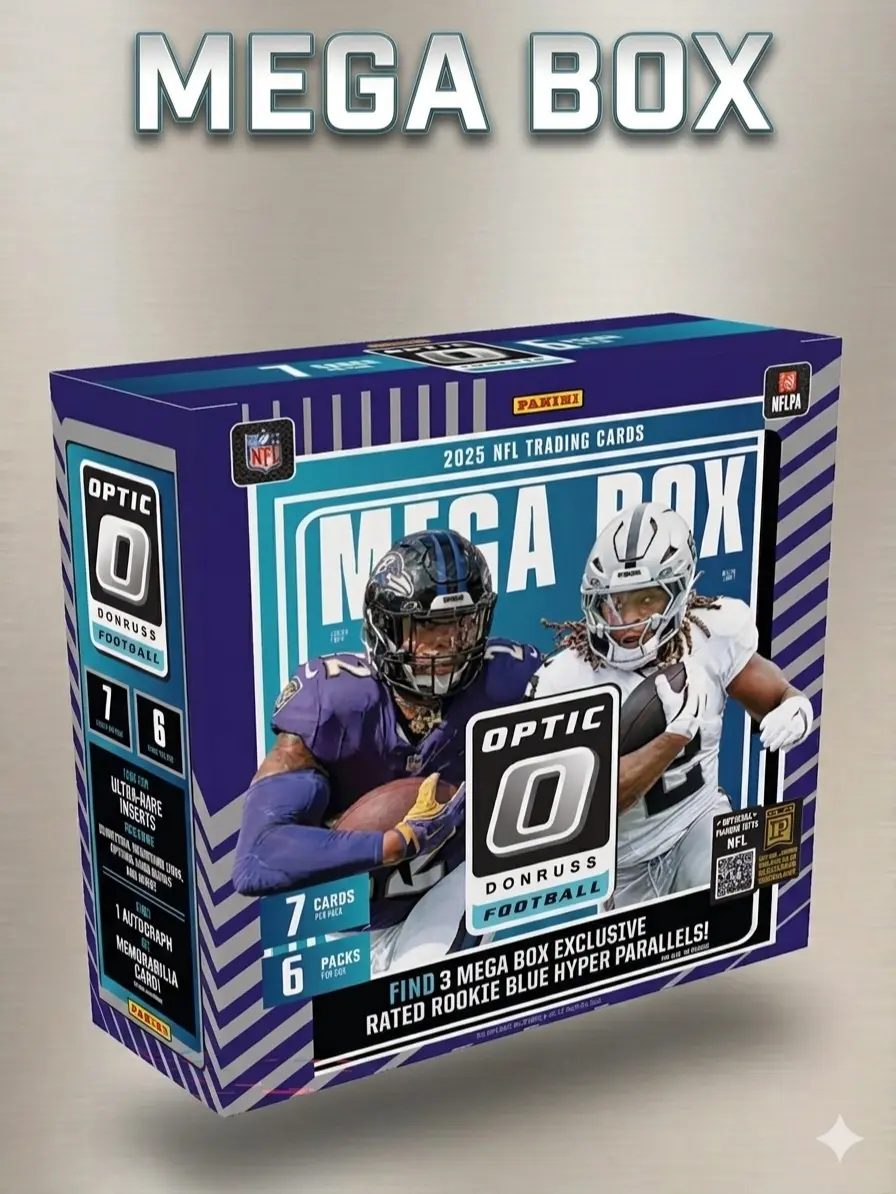 2025 Donruss Optic NFL Mega Box (Factory Sealed) – Rated Rookies, Blue Hyper Parallels, Inserts