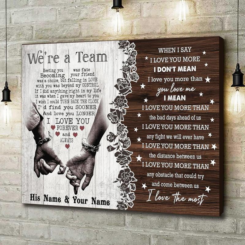 Personalized We're A Team Couple Poster Gift for Him, Her, Husband Wife Christmas Birthday Anniversary Couple Lover Custom Name Poster Canvas Print Wall Art Home Decor Picture for Bedroom LivingRoom