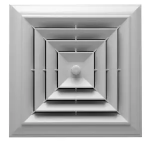 Havaco Quick Connect HT-CCGRB-S1 White Square Capital Crown Ceiling Diffuser with 8-7-6 in. Reducing Boot